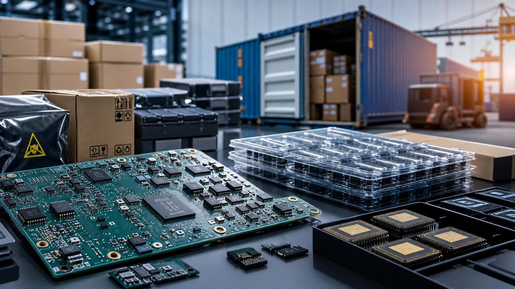 Electronic components and packed goods for import export